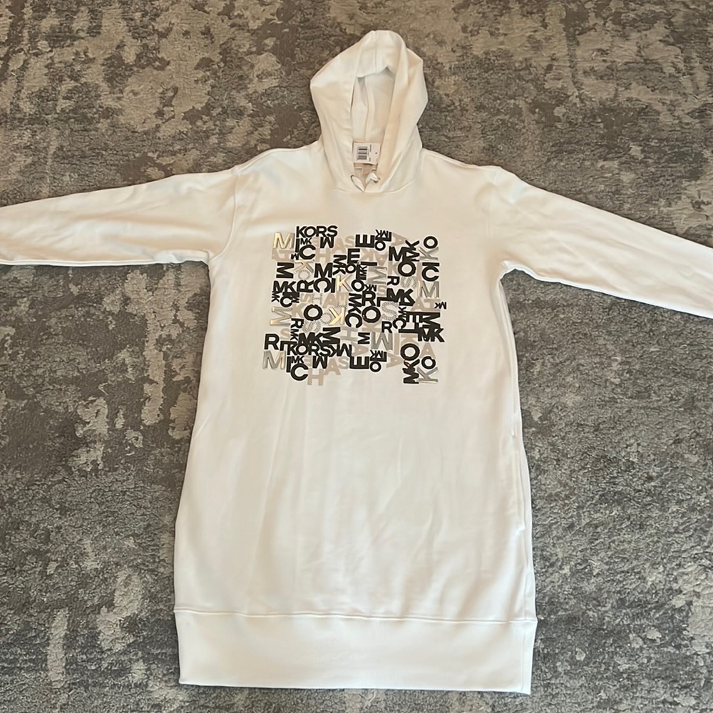 Michael Kors Logo Sweatshirt dress with hood.